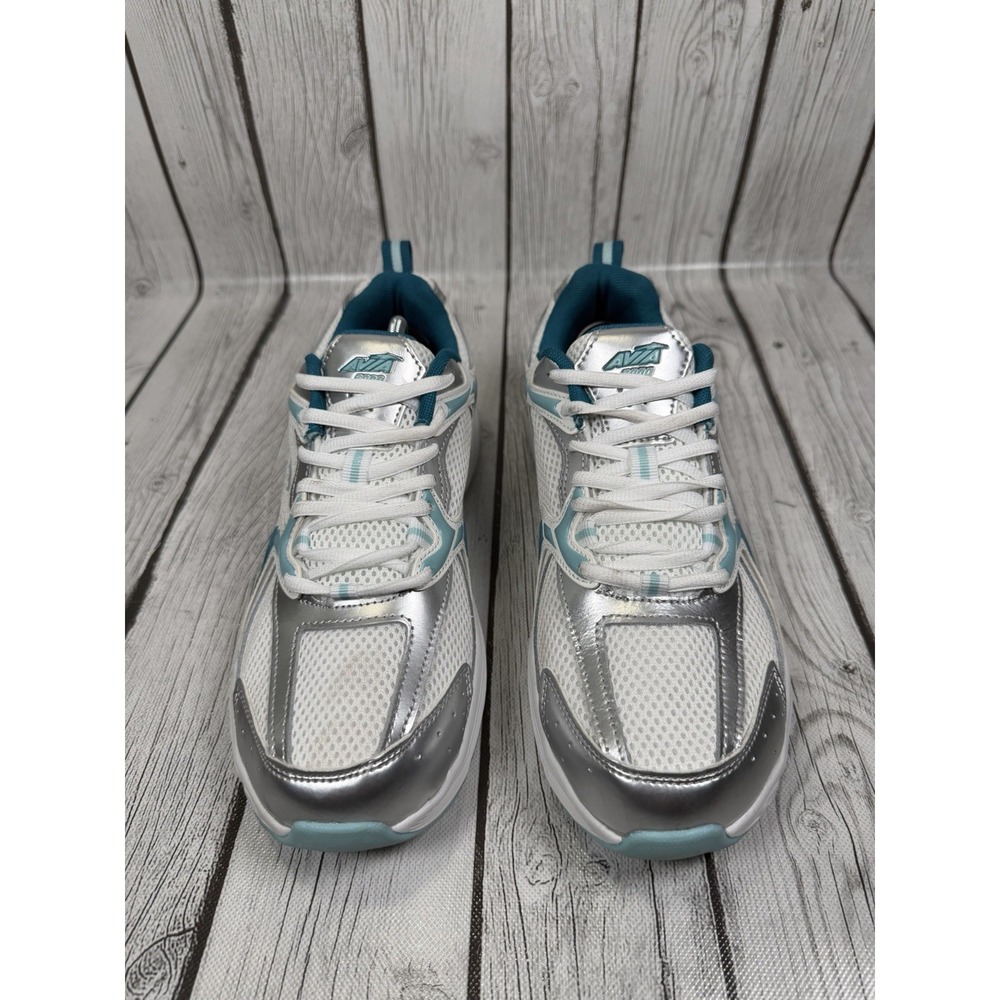 Avia 5000 Women's Sneakers Size 11 White Silver Teal WMAV43GX002L Excellent